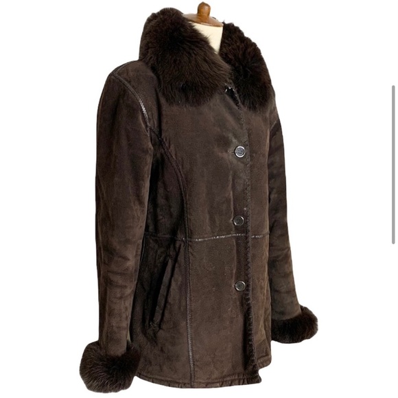 Vintage Marvin Richards fox fur & suede coat, S - Picture 4 of 9